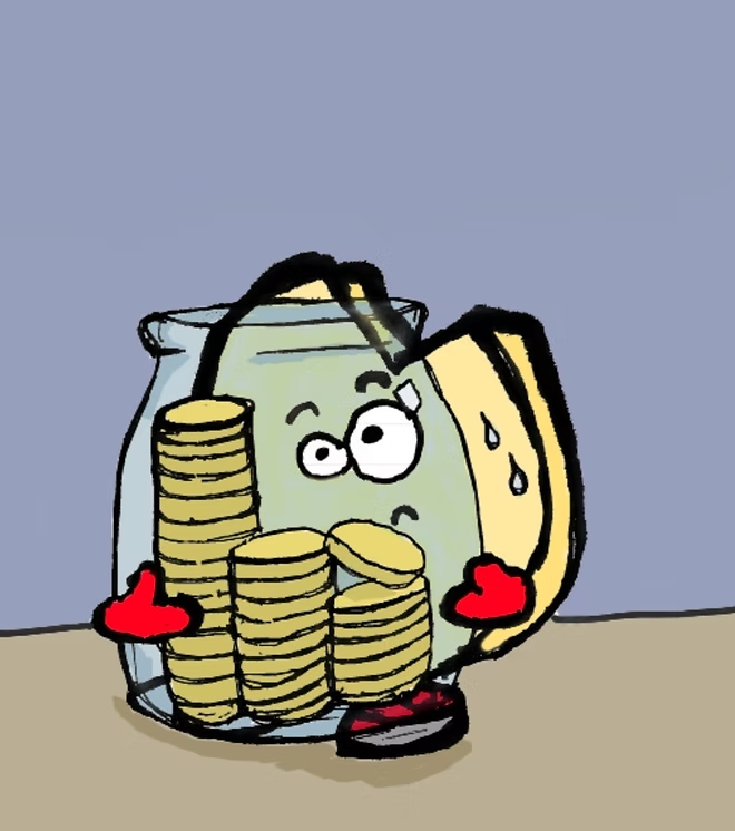 A child looking worried about spending money